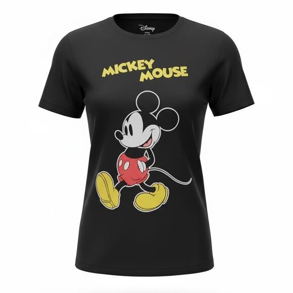 Disney Mickey Mouse Graphic T-Shirt Women’s Size S Black Classic Tee - Picture 1 of 4